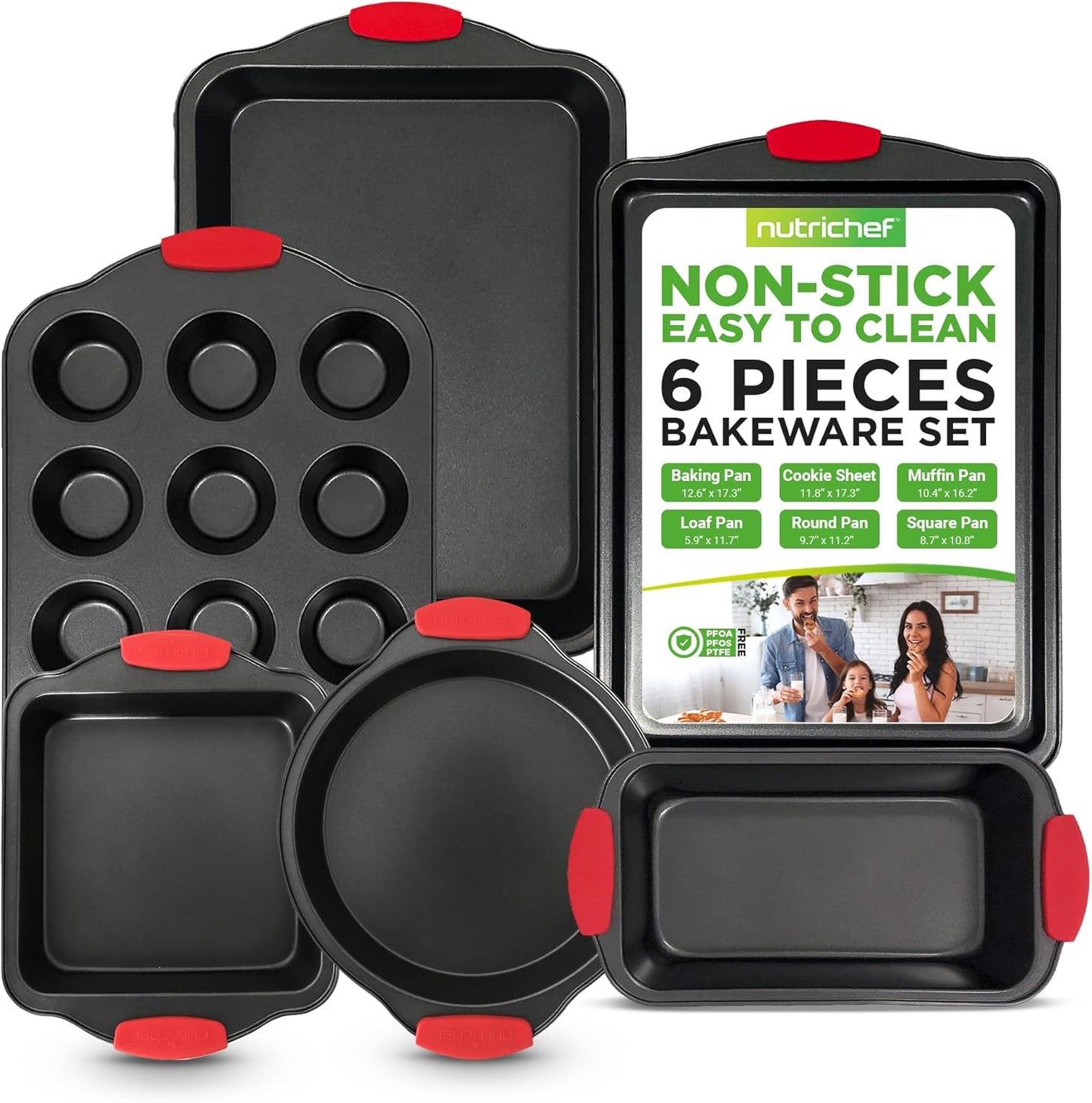 NutriChef Baking Set - 8 Piece Nonstick Bakeware for Easy Use