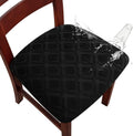 Genina Jacquard Black Waterproof Seat Covers for Dining Chairs (6 PCS)