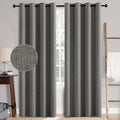 Linen Texture Blackout Curtains 52x84 in (2 Panels) - Dark Grey Room