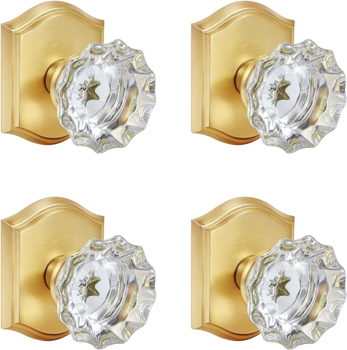 4 Pack Crystal Glass Dummy Door Knob Set for Interior Doors
