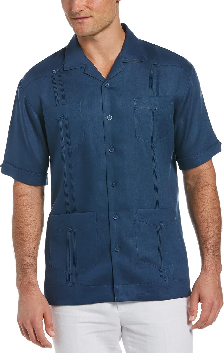 Cubavera Men's Linen Short Sleeve Guayabera Shirt with Pockets