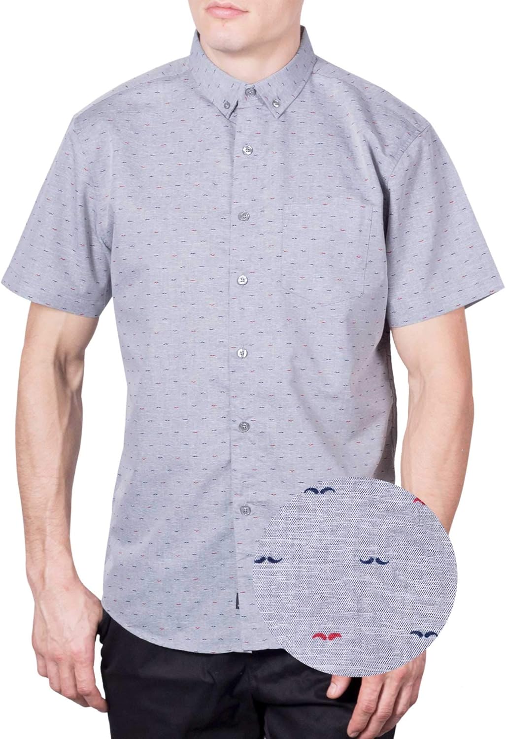 Visive Mens Short Sleeve Button Down Novelty Print Shirts