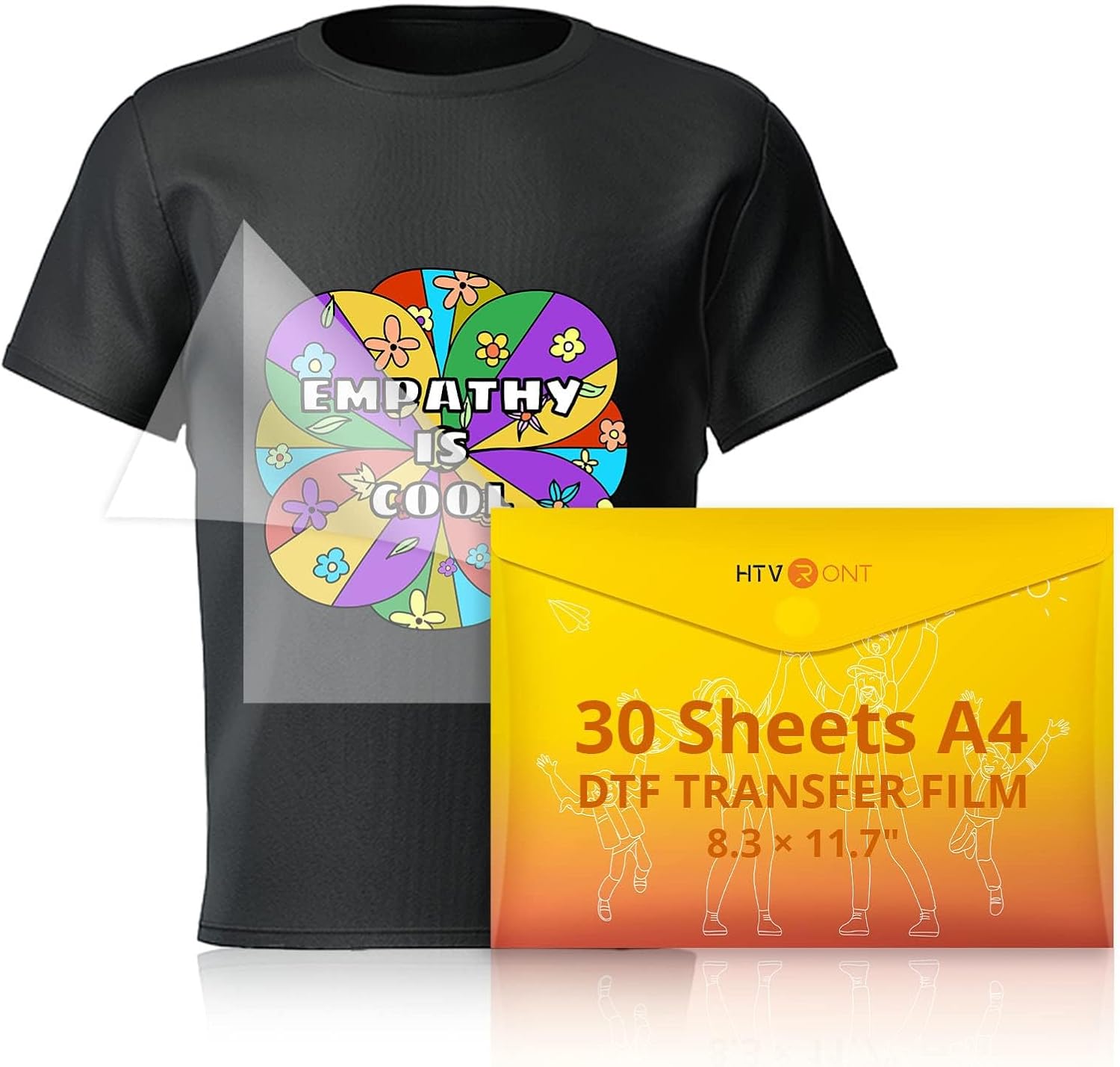 HTVRONT DTF Transfer Film - Vibrant A4 DTF Paper for Inkjet, Easy Cotton T-shirt Printing