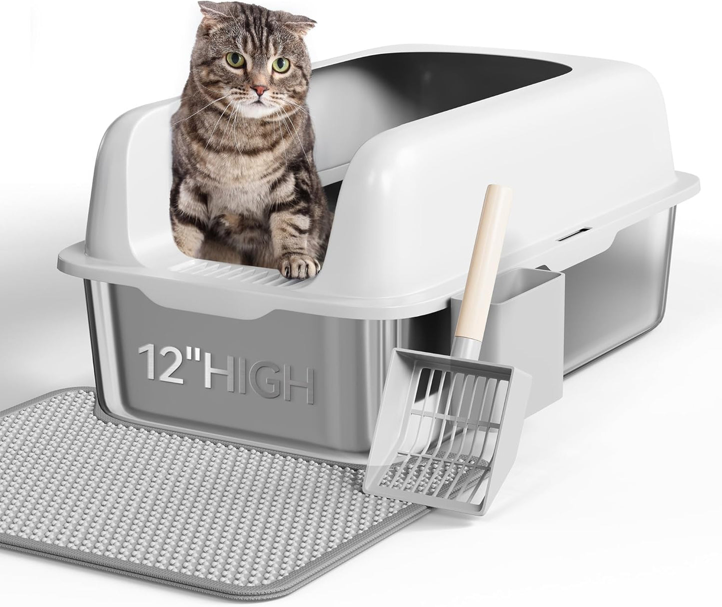 YITAHOME Stainless Steel Cat Litter Box for Large Cats