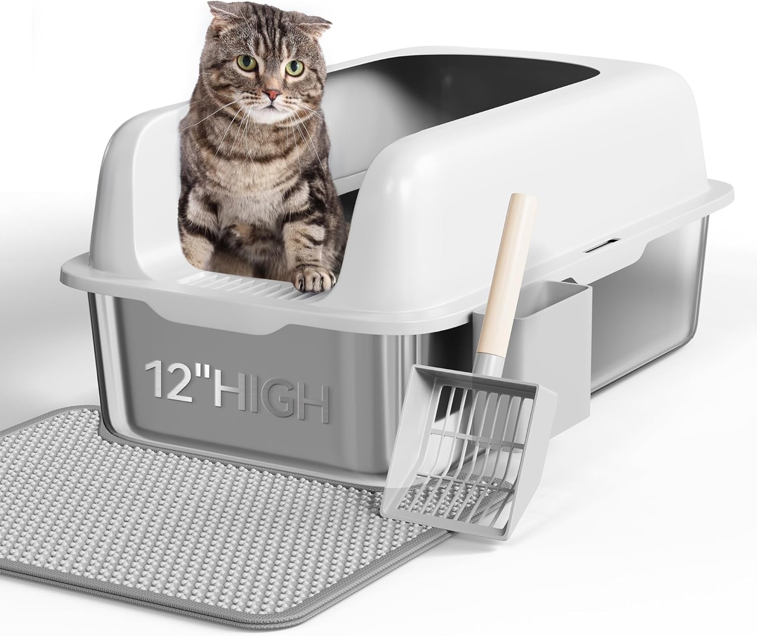 YITAHOME Stainless Steel Cat Litter Box for Large Cats