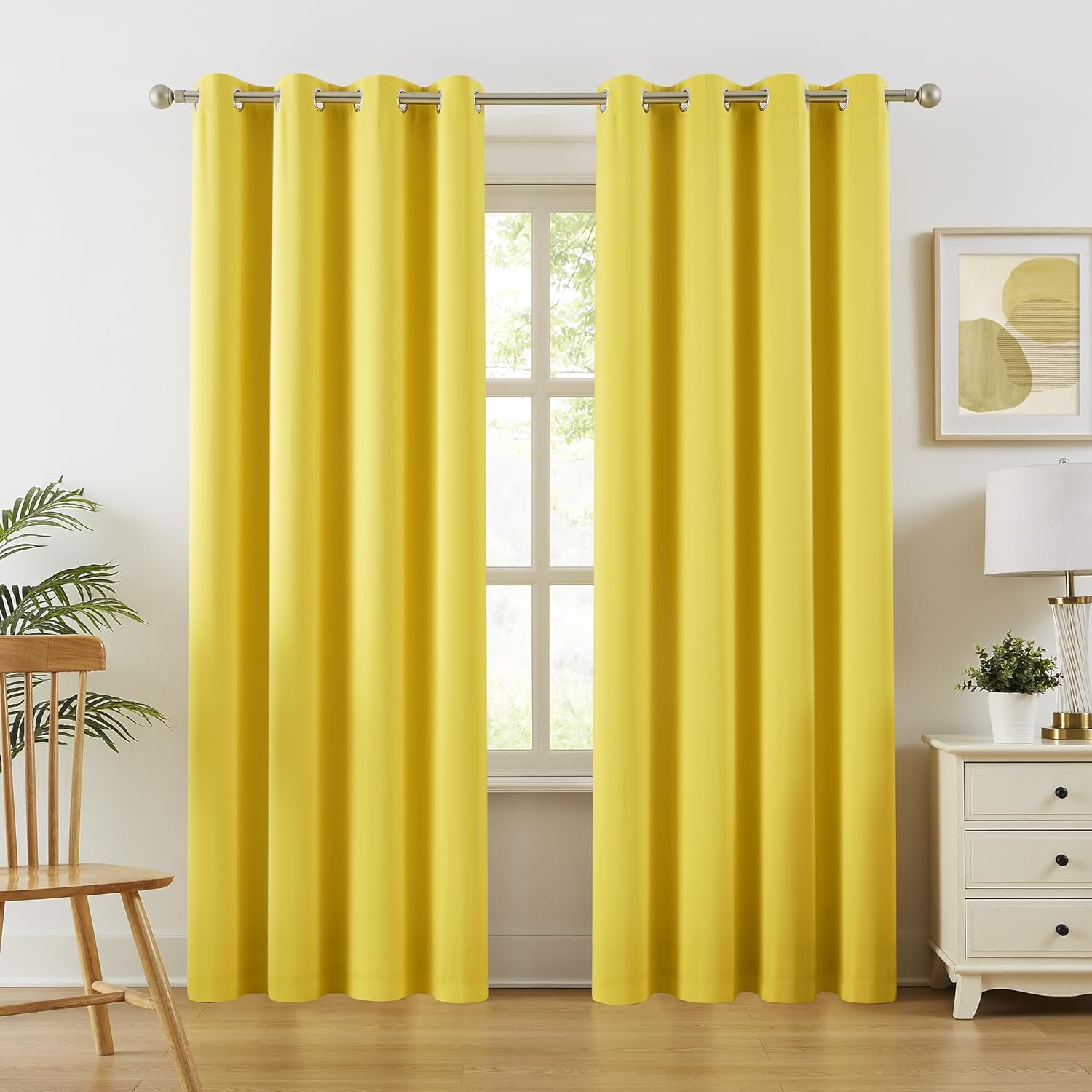 DUALIFE Yellow Blackout Curtains for Living Room and Bedroom