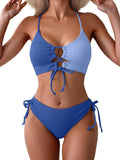 B2prity Women's Sexy Bikini Set Color Block Lace Up Tie Side Clothing