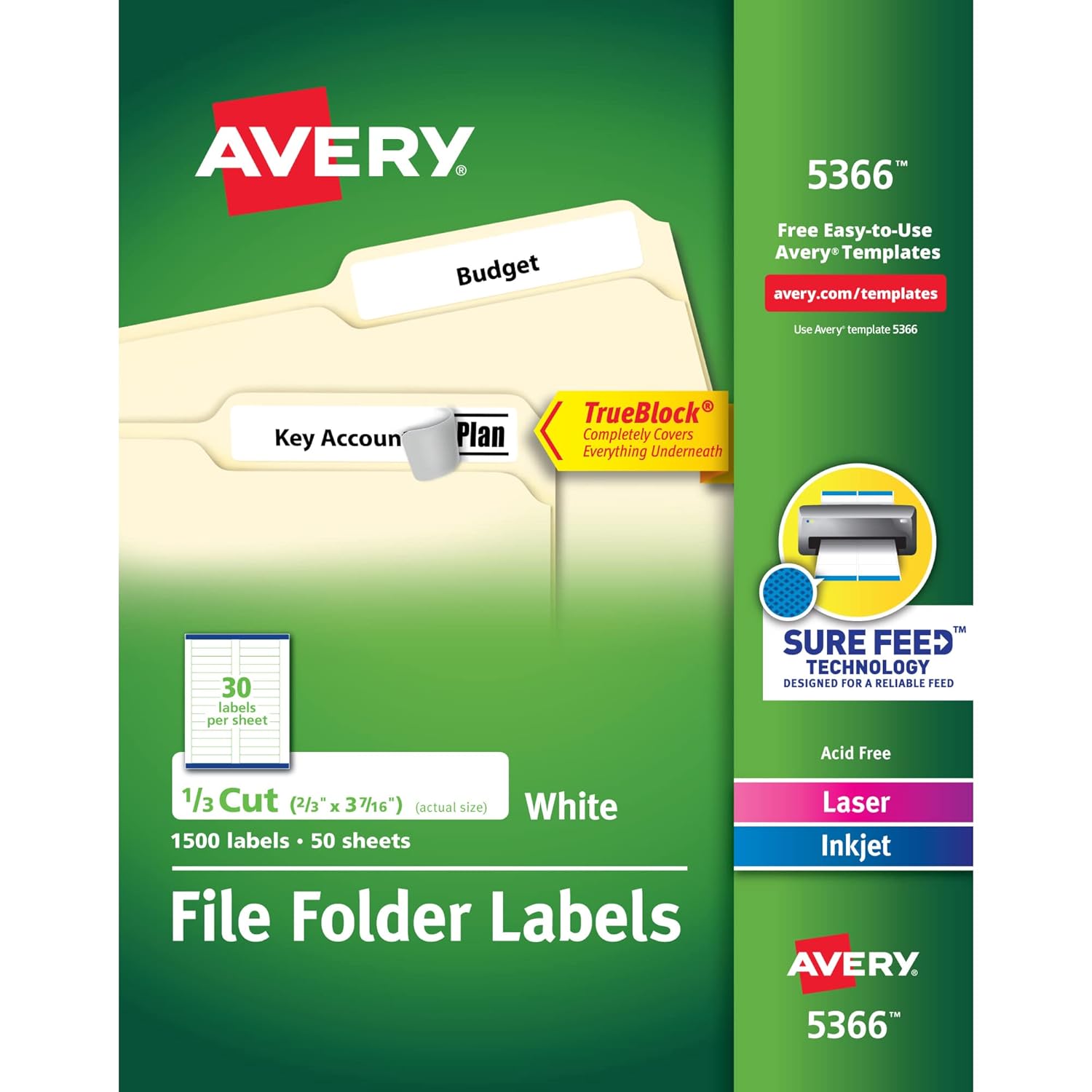 Avery TrueBlock File Folder Labels for Efficient Organization