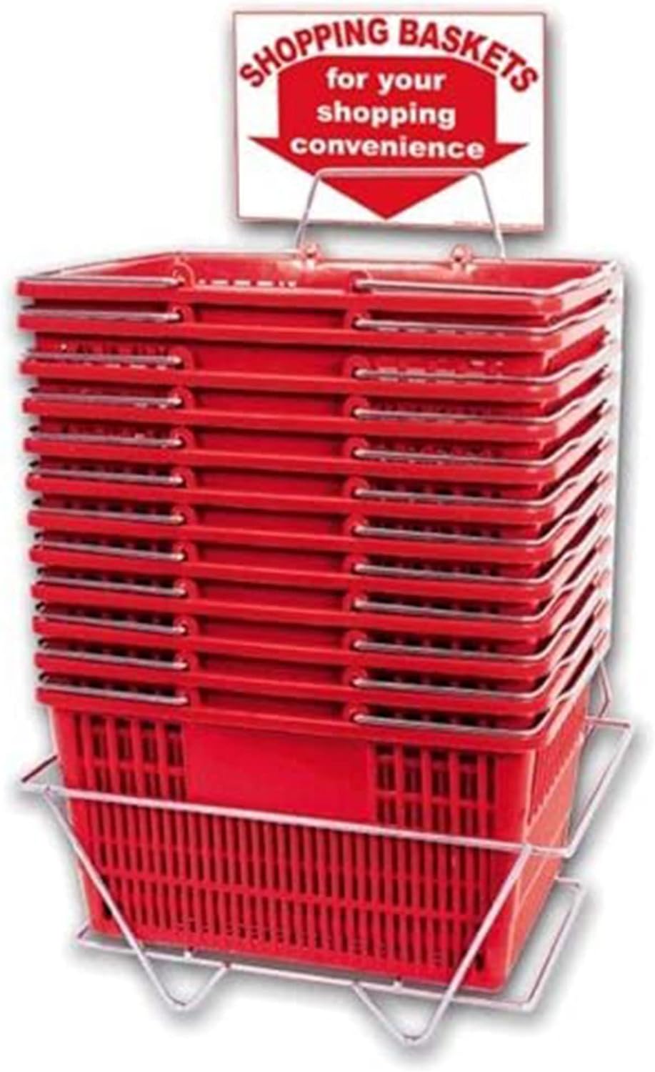 Durable Shopping Basket Set of 12 with Stand and Sign Included