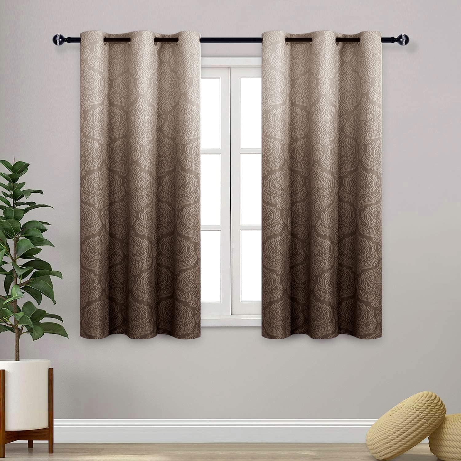 Ombre Blackout Curtains for Bedroom - Damask Patterned Design