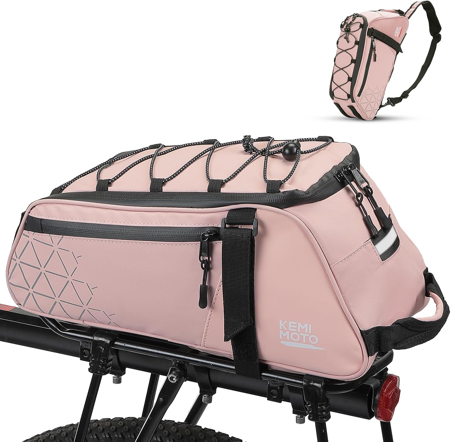 KEMIMOTO Rear Bike Rack Bag - 8L Water Resistant Pannier