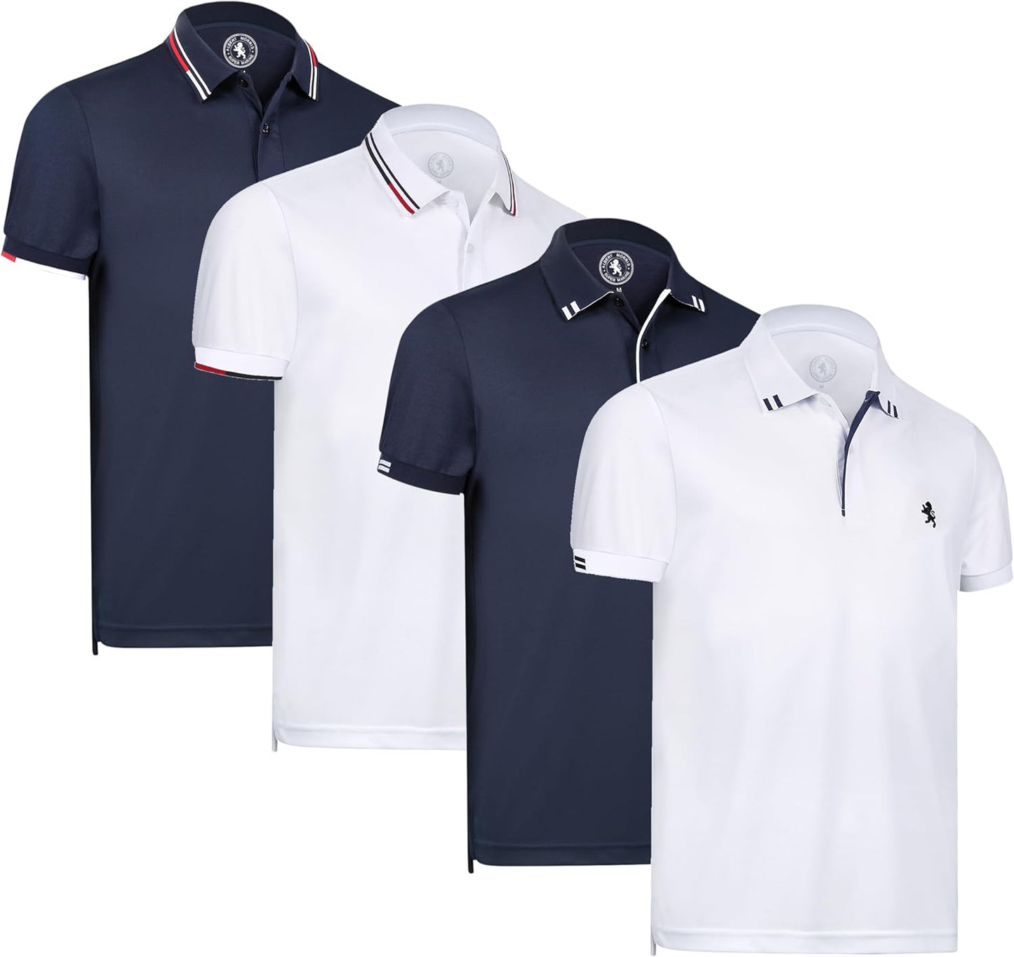 Stylish Albert Morris Mens Striped Polo Shirts 4 Pack for Comfort