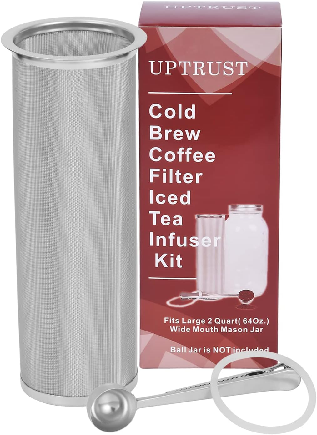 UPTRUST Cold Brew Filter - 64oz Mason Jar - Iced Coffee & Tea