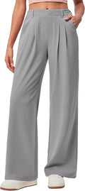 Wide Leg Pants Woman Pull on Stretchy Work Dress Pants (Style K7HF)