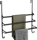 Over The Door Towel Rack Matte Black 20.15in - Triple Towel Storage