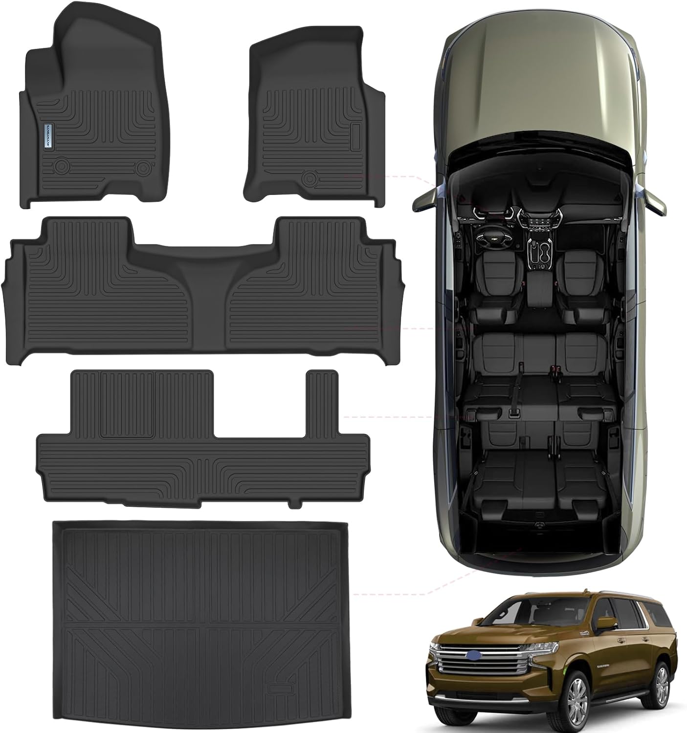 Floor Mats & Trunk Mat for 2021-2025 Chevrolet Suburban 8 Seats