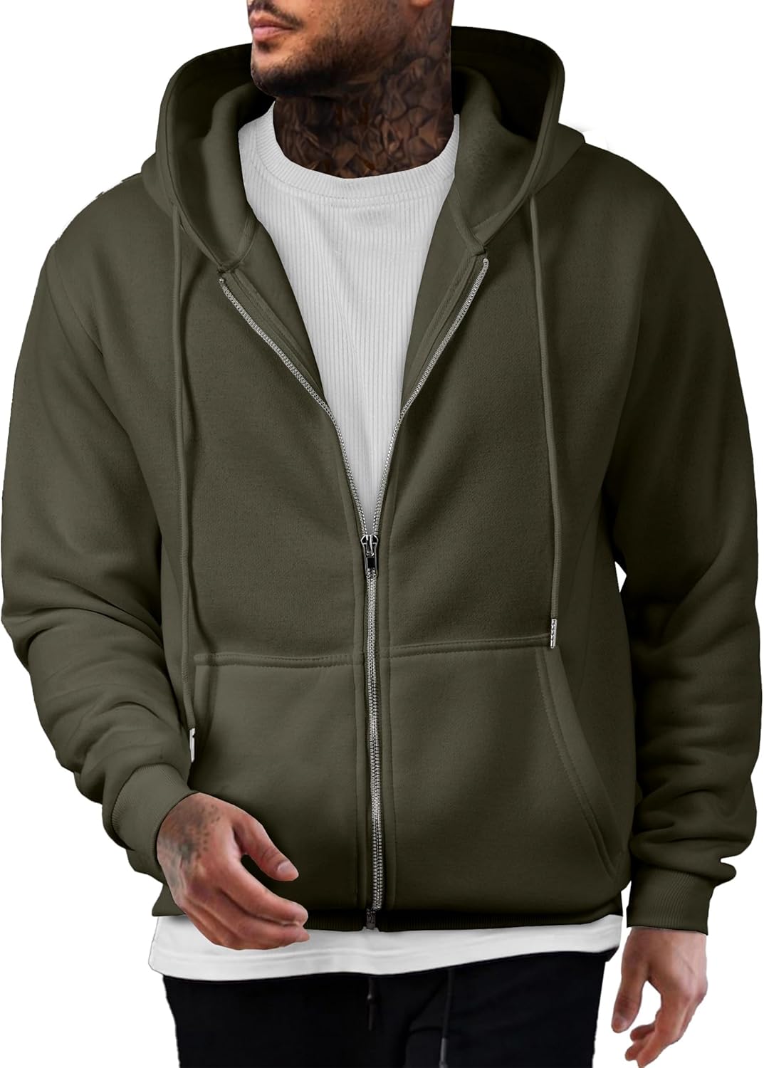 JMIERR Mens Full Zip Casual Cotton Hooded Fleece Sweatshirt