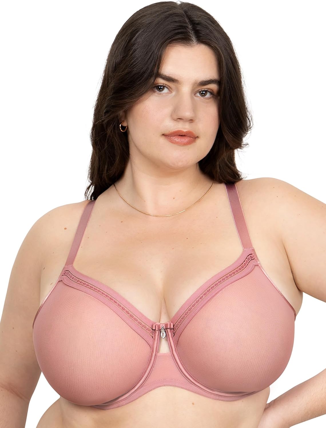Curvy Couture Women's Sheer Mesh Full-Coverage Underwire Bra