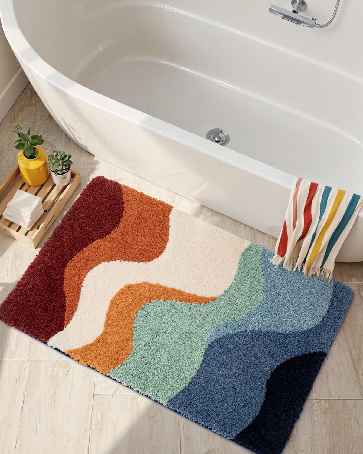 DEXI Bathroom Rug Washable Non Slip Bath Mat for Shower Floor