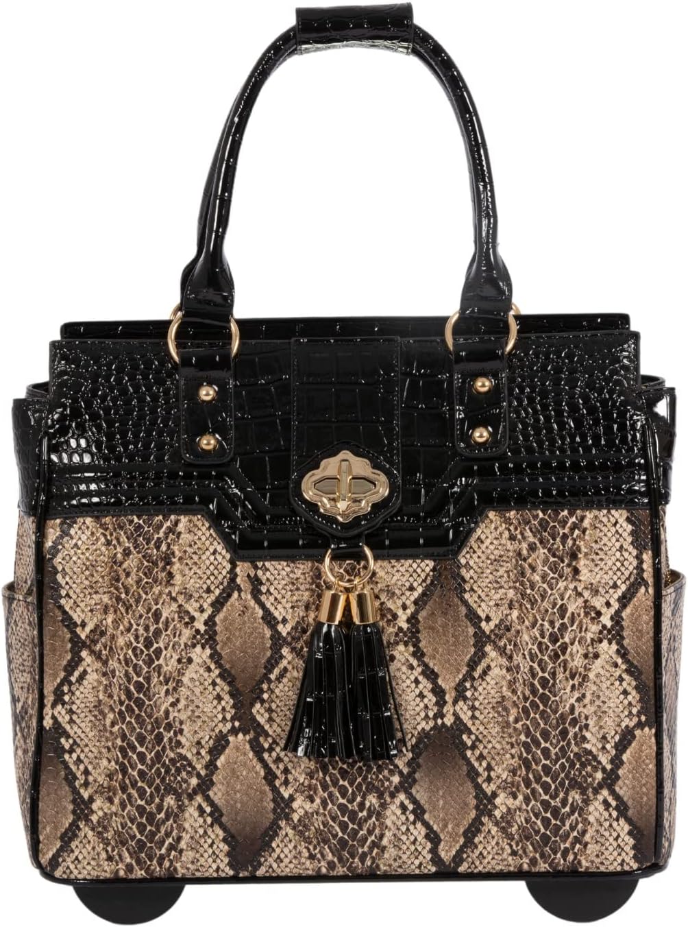 JKM Alligator Rolling Tote Bag for Laptop and Tablet Travel