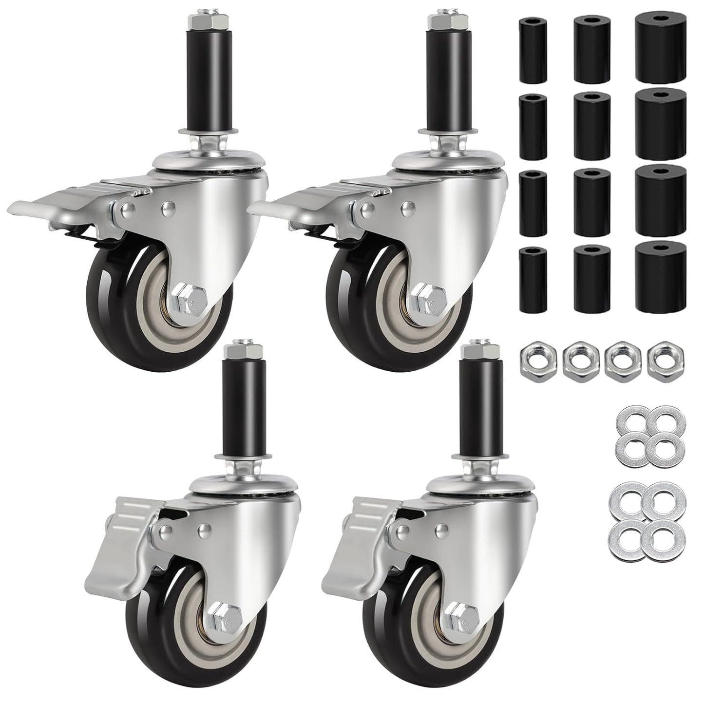 3 Inch Caster Wheels for Prep Table - Heavy Duty Locking Wheels