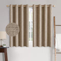 Blackout Linen Textured Curtains 52 x 63 in - Thermal Room Darkening