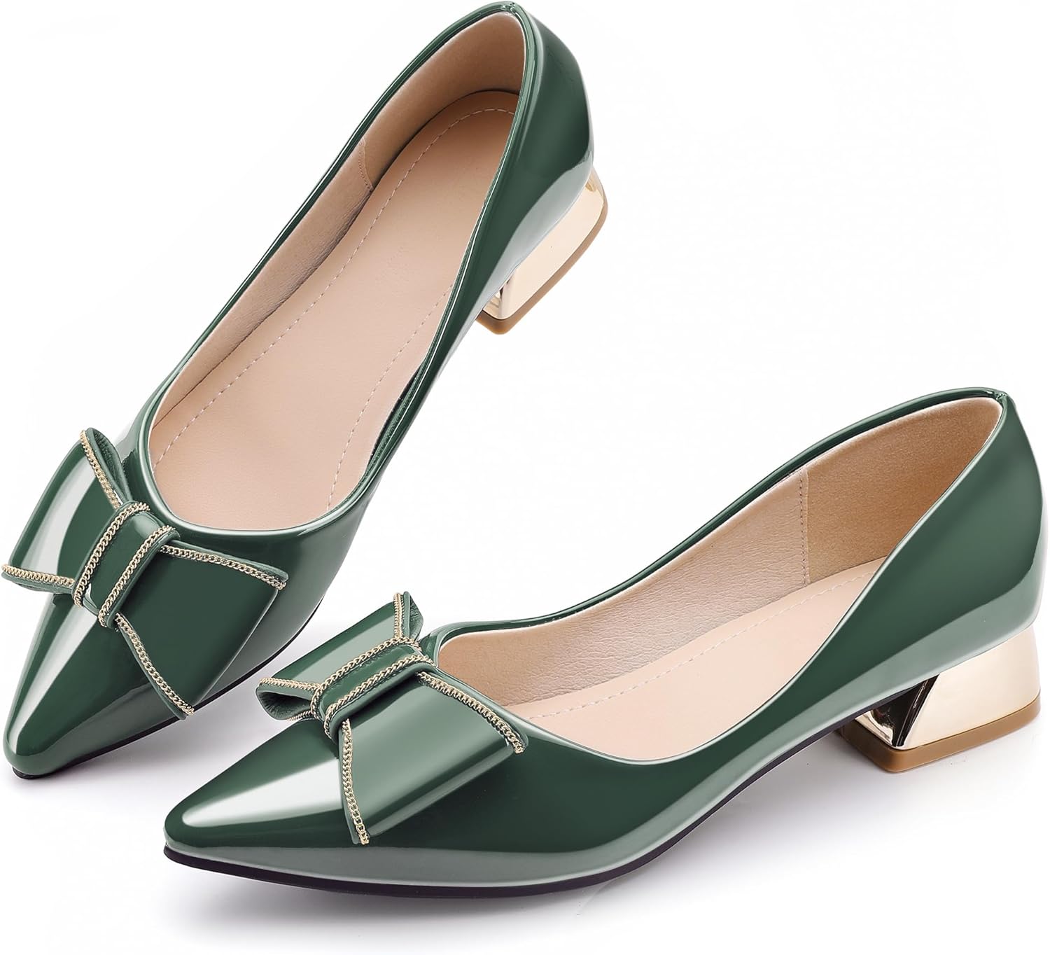 Women's Chunky Closed Toe Low Block Heels for Work and Weddings
