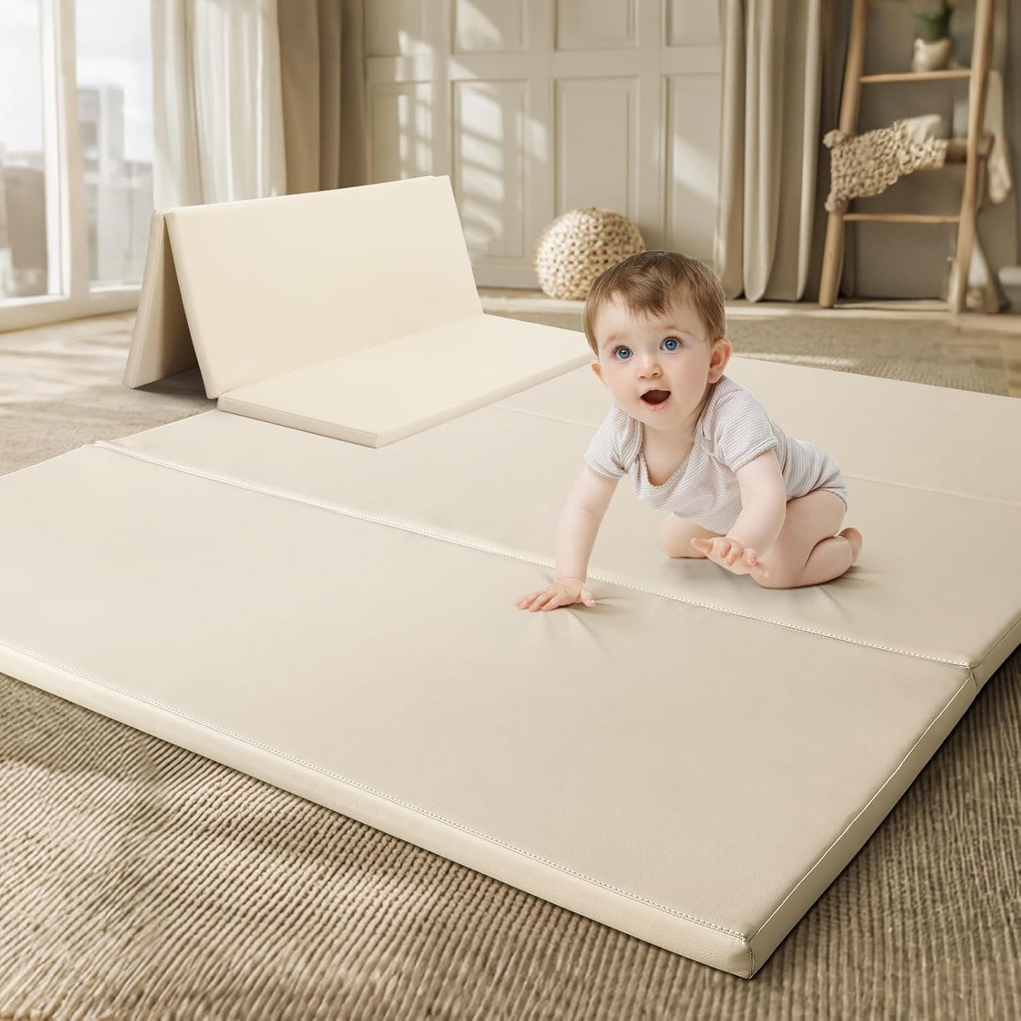 Foam Baby Play Mat: Waterproof PU Leather Trifold Floor Mat