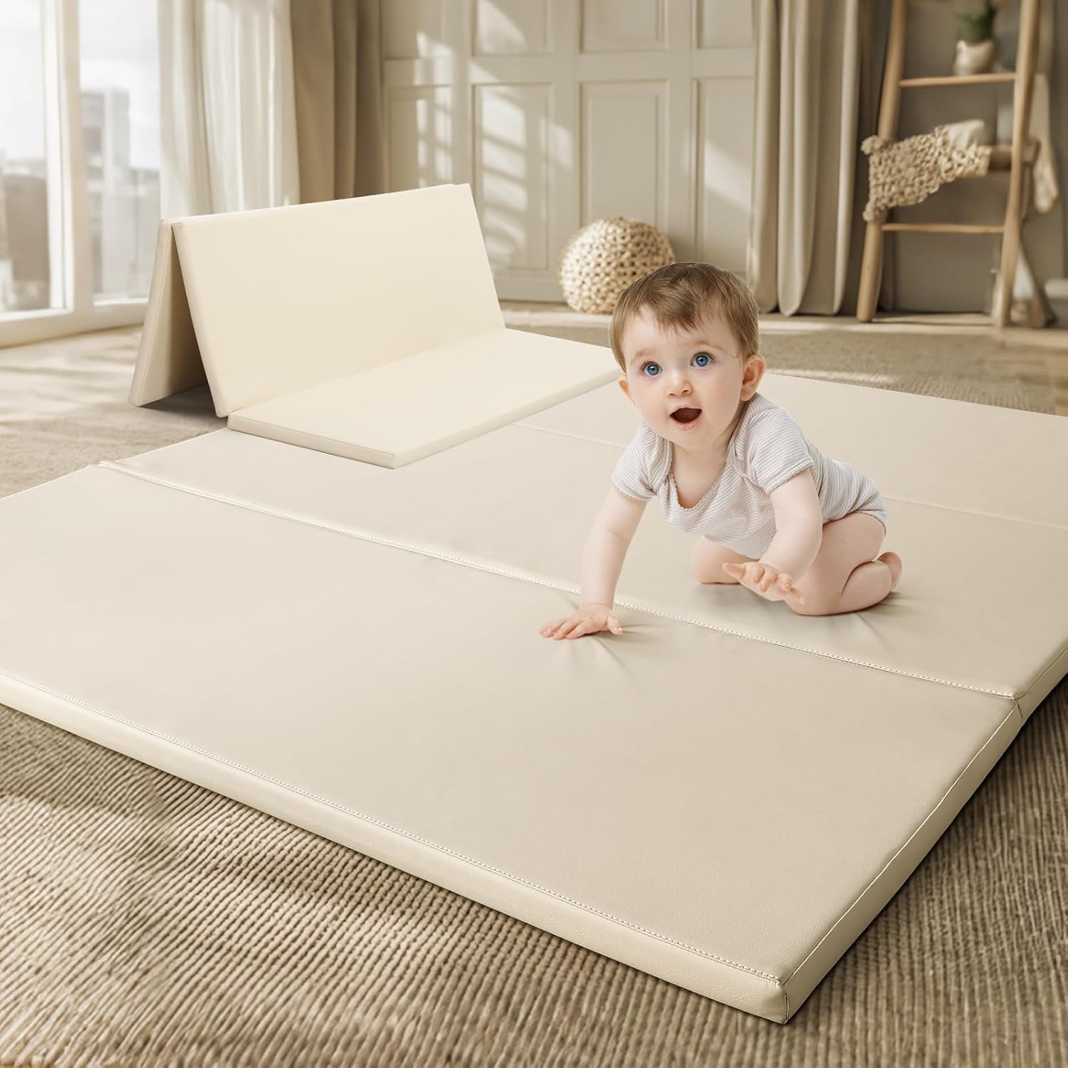 Foam Baby Play Mat: Waterproof PU Leather Trifold Floor Mat