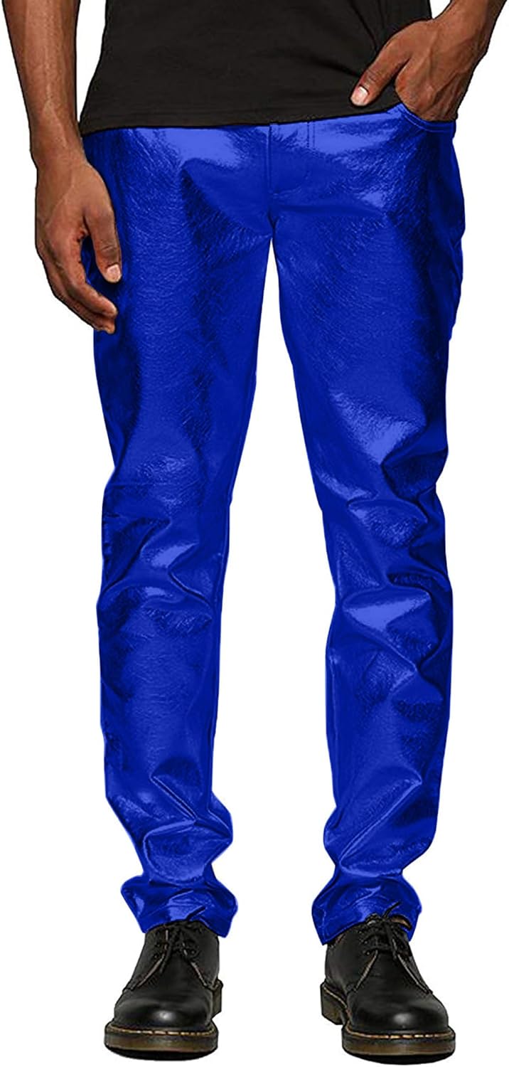 COOFANDY Men's Metallic Shiny Pants for Disco and Dance Parties