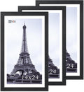 VCK 14x24 Picture Frame Set of 3 - Textured Black Wood Poster Frames