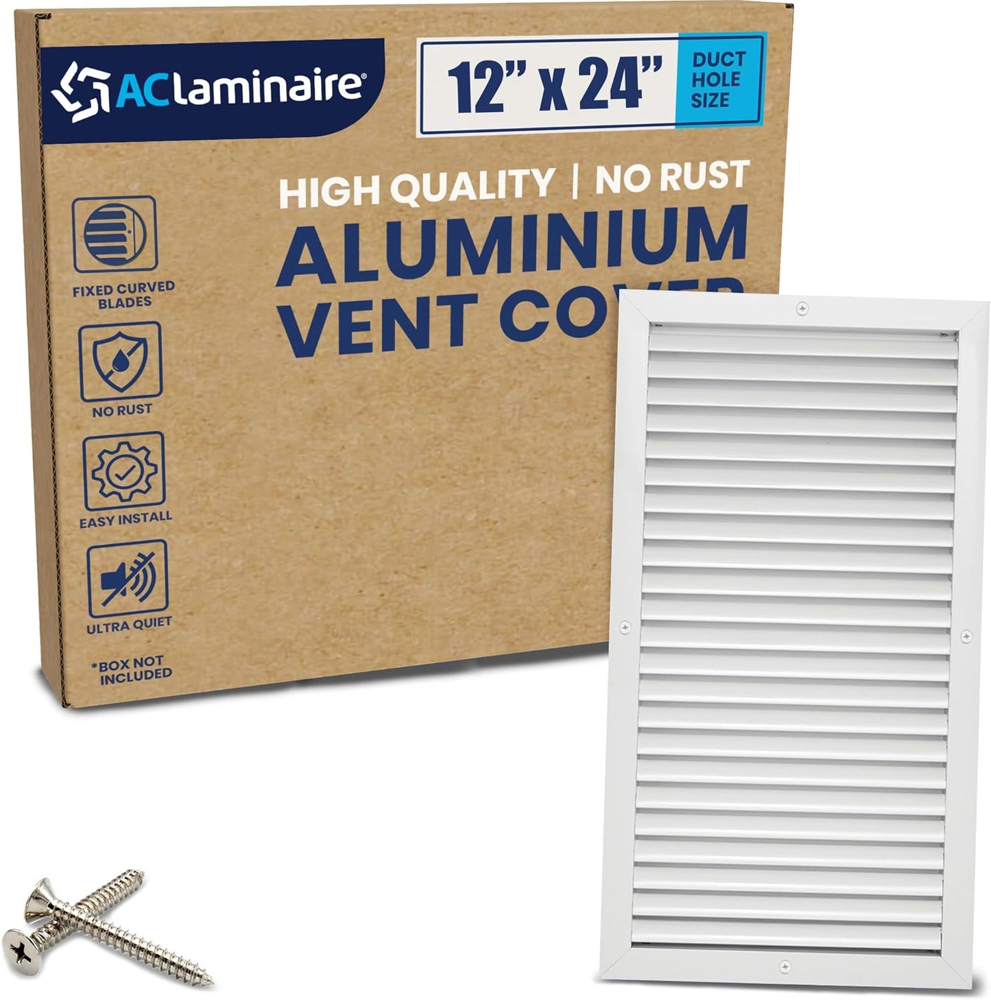 Aluminum Return Grille for 12in x 24in Duct Hole - Rustproof Design
