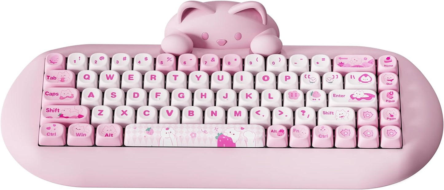 YUNZII C68 Wireless Mech Keyboard - Cute Cat Design, Hot Swap, RGB Backlit