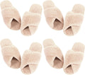 Newcotte Fuzzy Bridesmaid Slippers Open Toe Cross Band - Cozy Fit