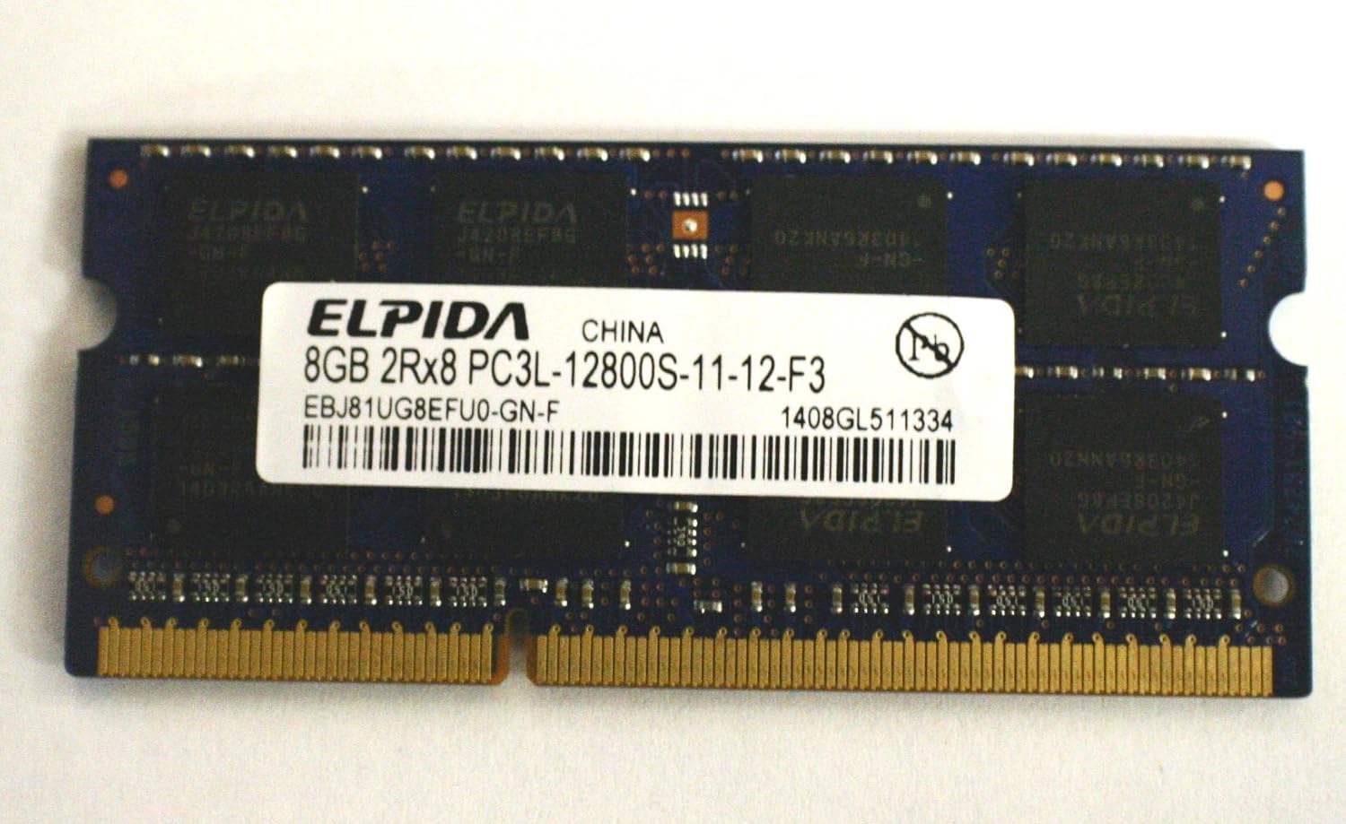 2RX8 8GB DDR3 PC3L-12800S-11-12-F3 Memory for Laptops
