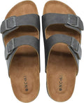 ONCAI Mens Sandals Cork Footbed Slides with Adjustable Buckles