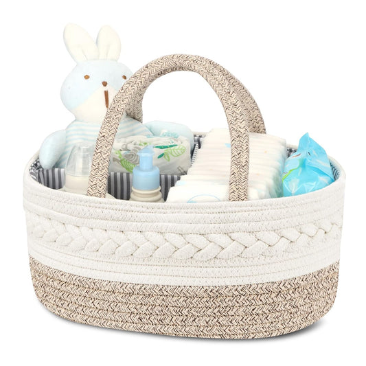 Maliton Cotton Rope Diaper Caddy: Portable Nursery Organizer