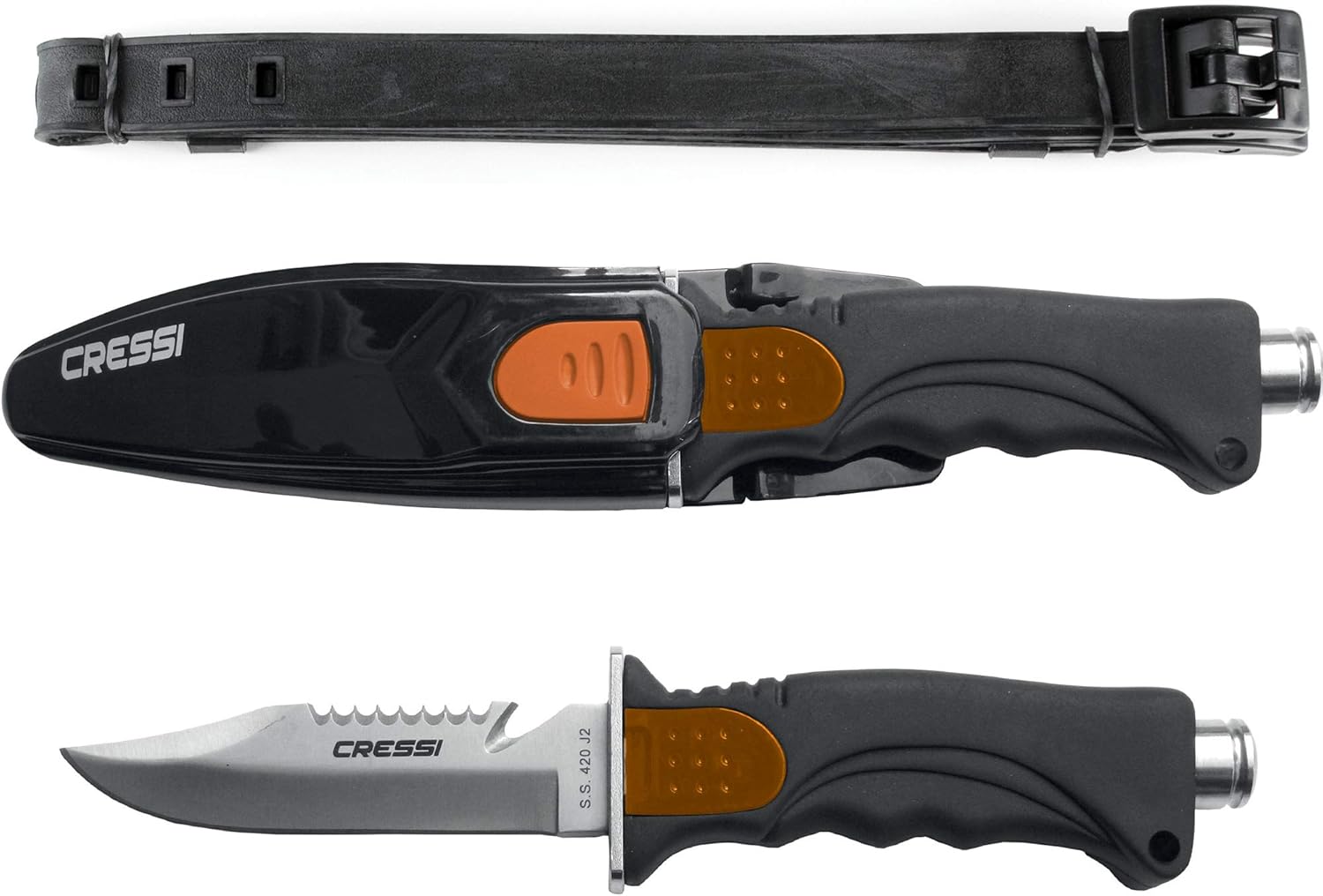 Cressi Skorpion Knife with Tempered Stainless Steel Blade