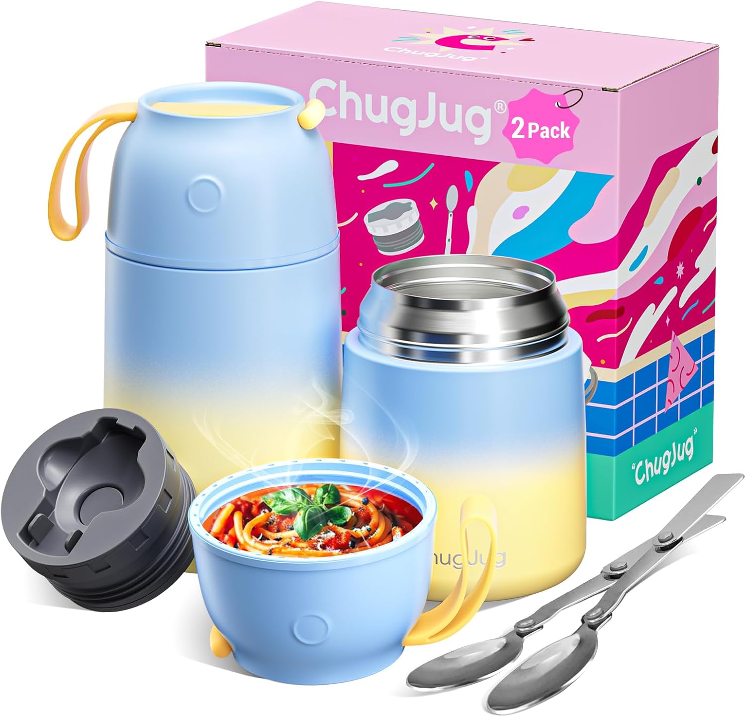 2 Pack Soup Thermo for Hot Food, Vacuum Insulated Food Jar