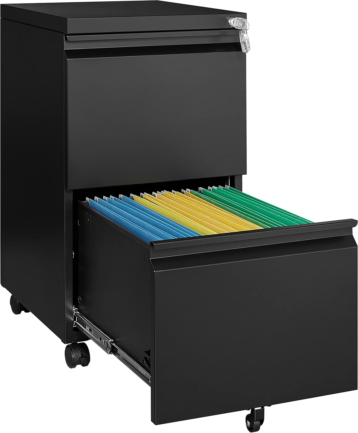 Mobile File Cabinet with Lock - Office Storage on Wheels - Fesbos