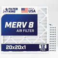 Filter King 20x20x1 Air Filter 12-Pack - MERV 8 Furnace Filters