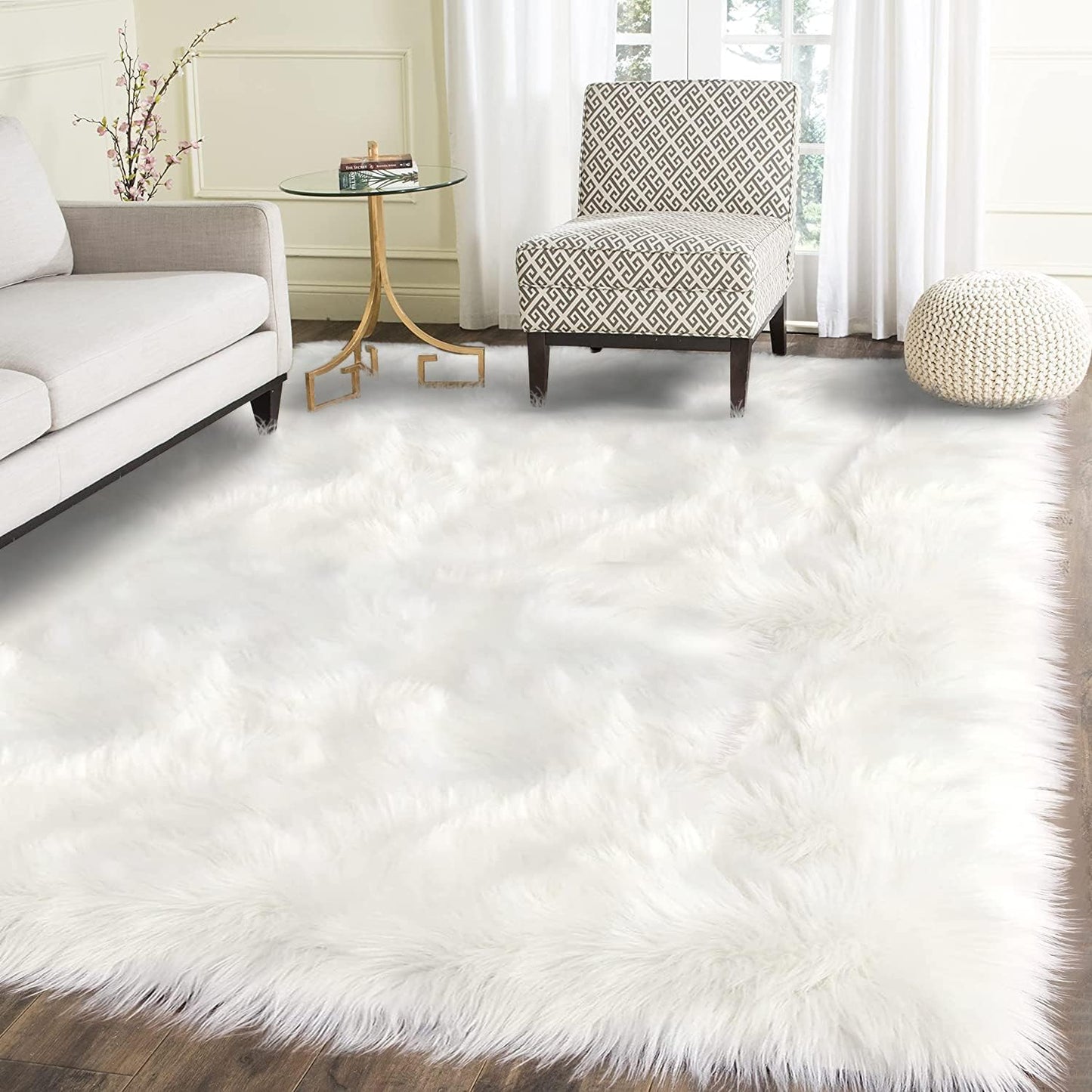 Latepis High Pile Faux Fur Area Rug, Soft and Fluffy 5 x 8 ft