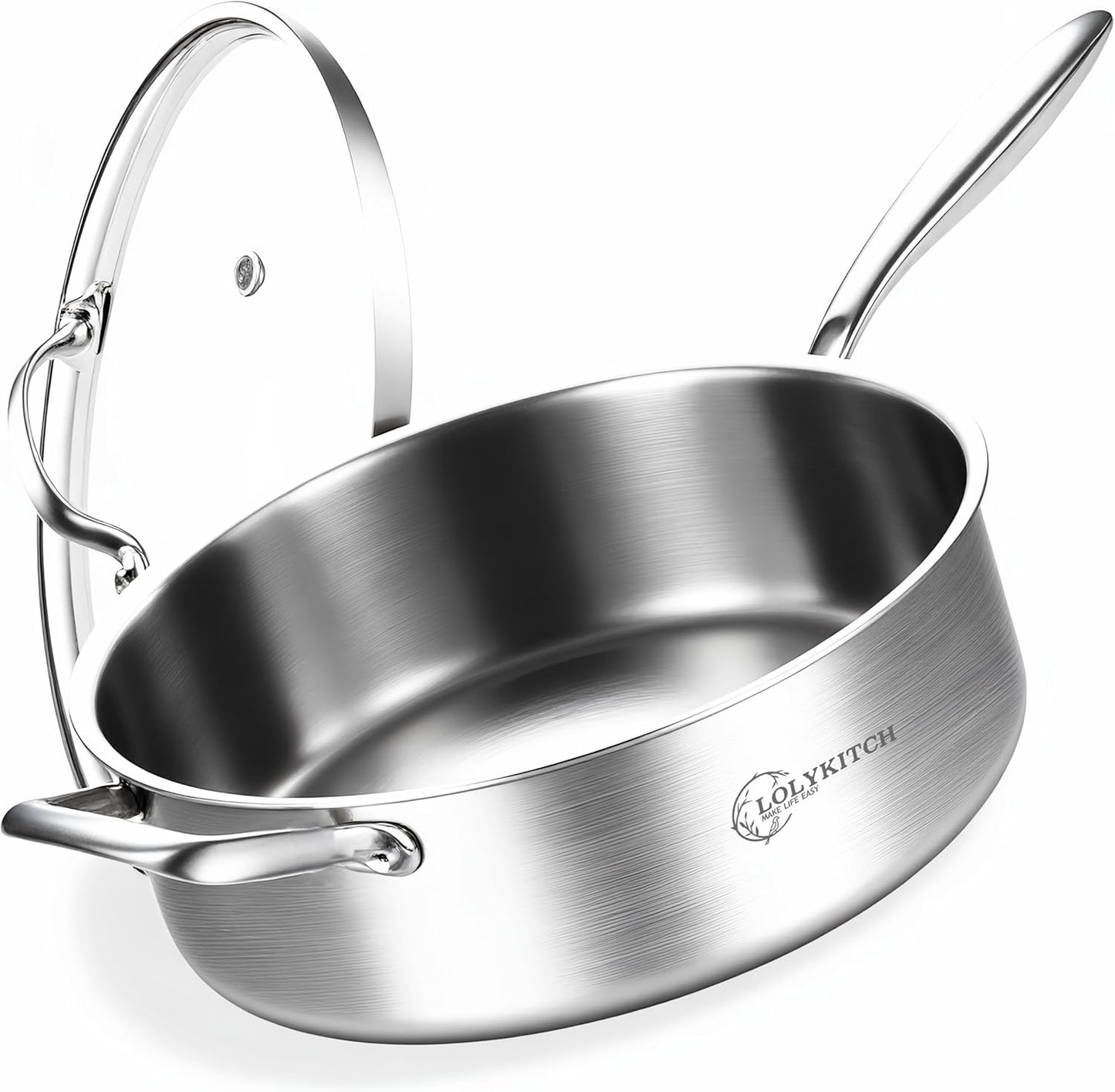 7 QT Tri-Ply Stainless Steel Saute Pan for Induction Cooking