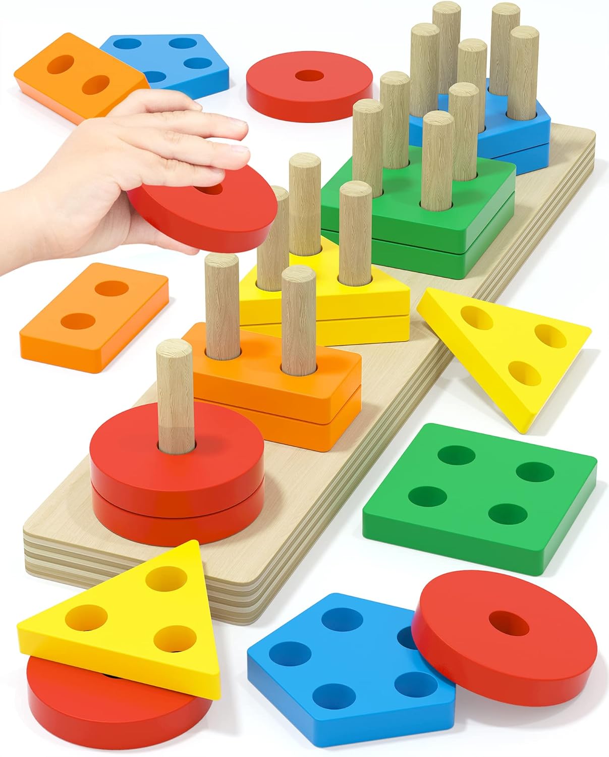 Yetonamr Montessori Wooden Sensory Toys - Ages 1-3