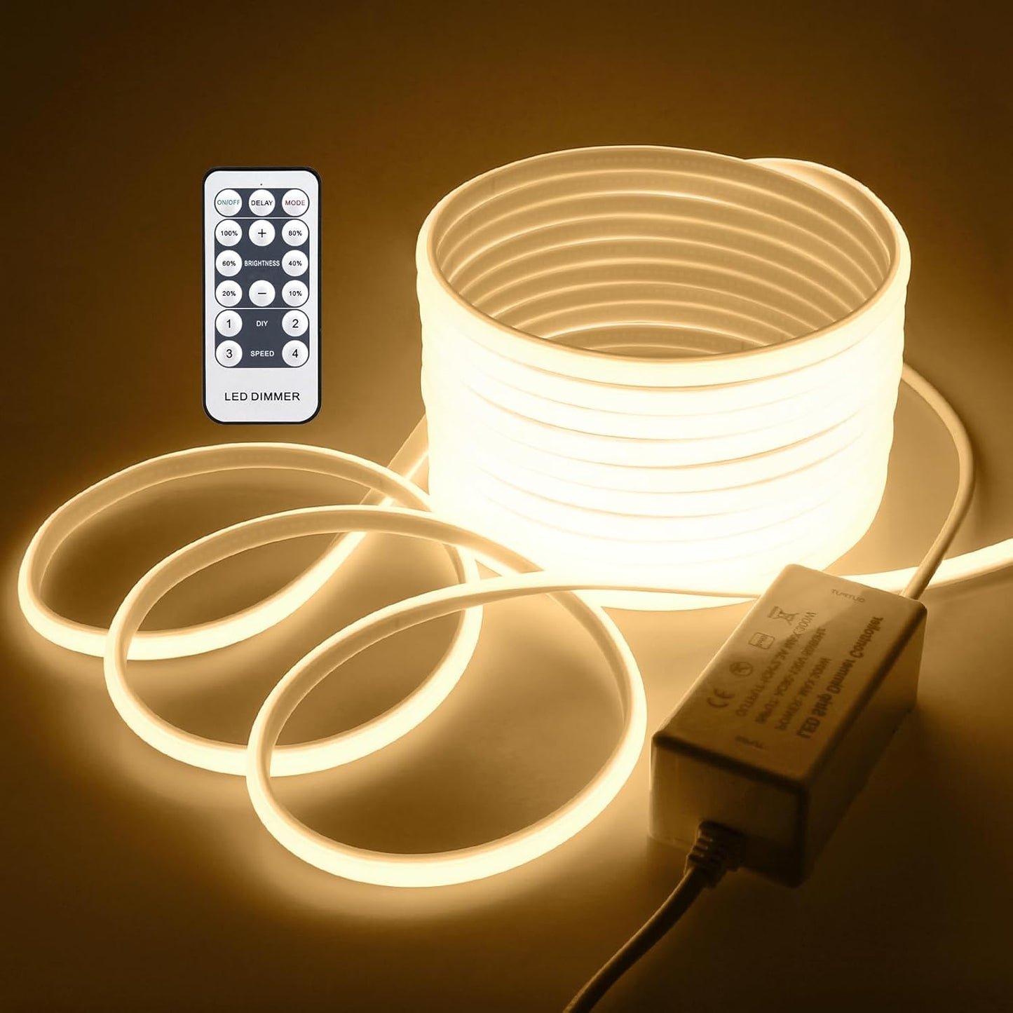 COB Outdoor LED Strip Lights Waterproof 50ft Dimmable Rope Light