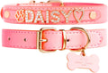 Pink Large Personalized Dog Collar with Gold-Plated CZ Initials