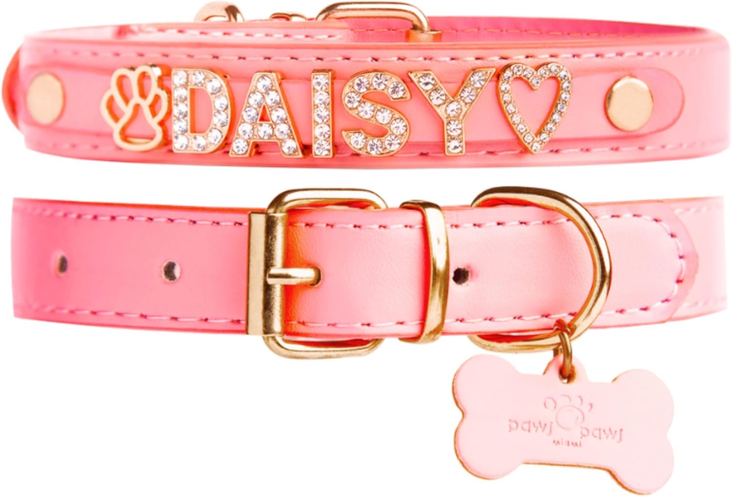 Custom Dog Collar for Large Dogs with Gold-Plated Initials
