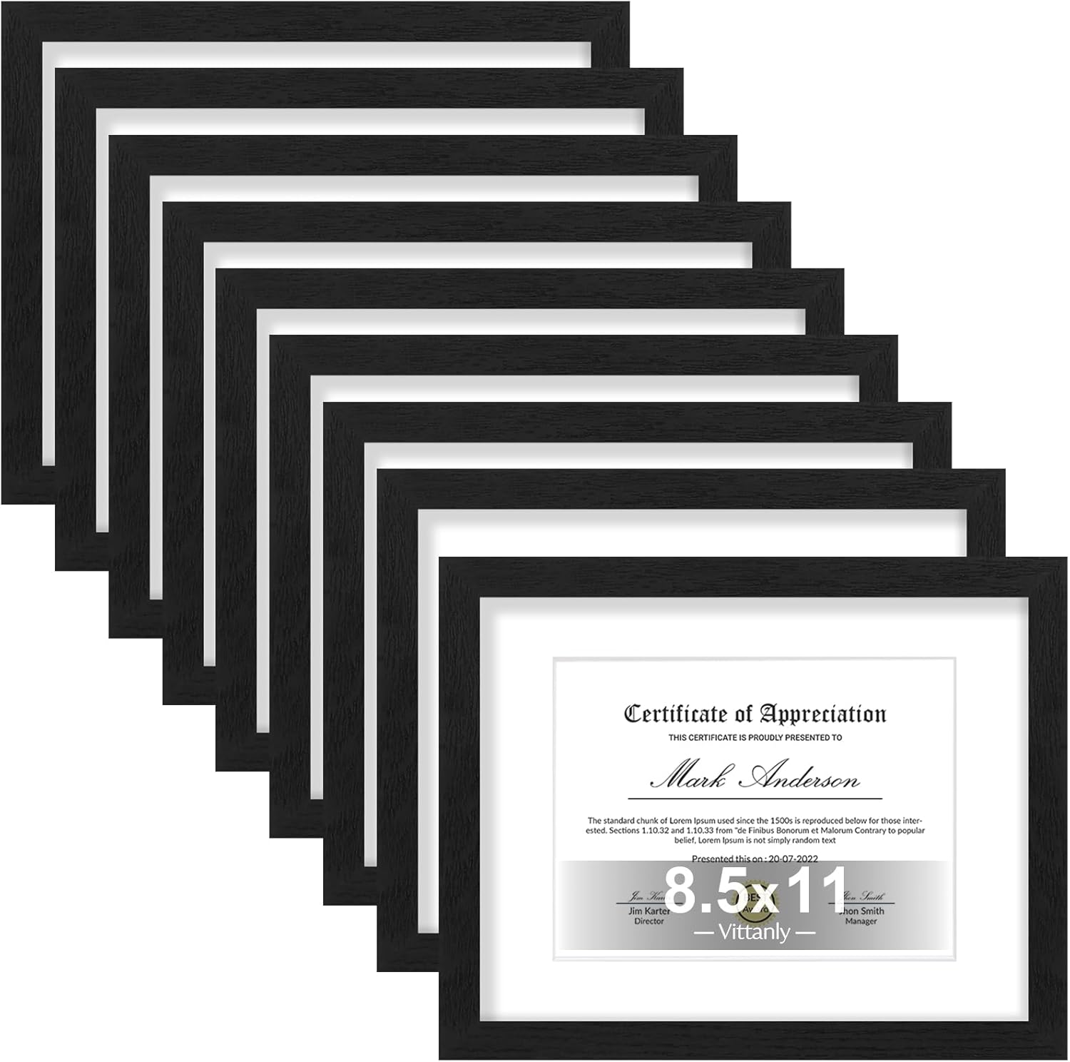 Vittanly 8.5x11 Picture Frames Set of 9 for Wall or Tabletop