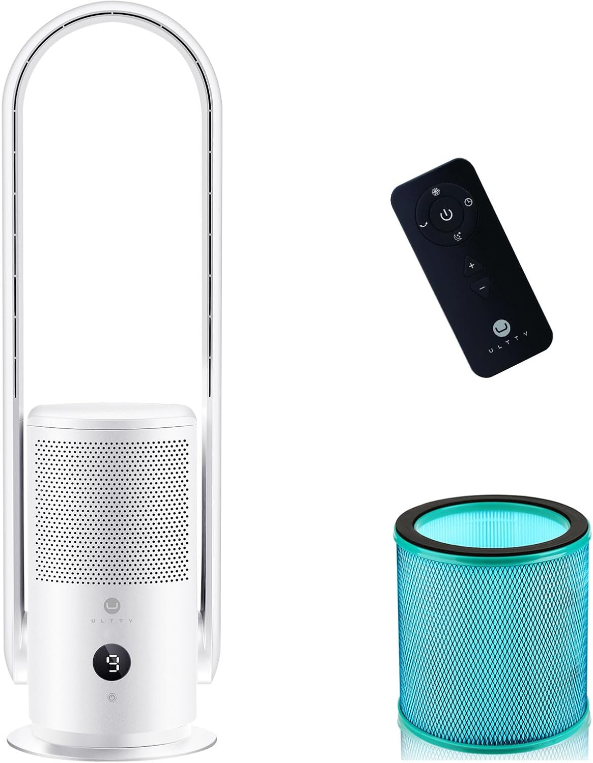 Bladeless Tower Fan and Air Purifier with True HEPA Filter