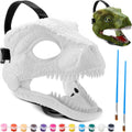 DIY White Hard Plastic Dino Mask Moving Jaw Kit - Paintable T-rex Mask